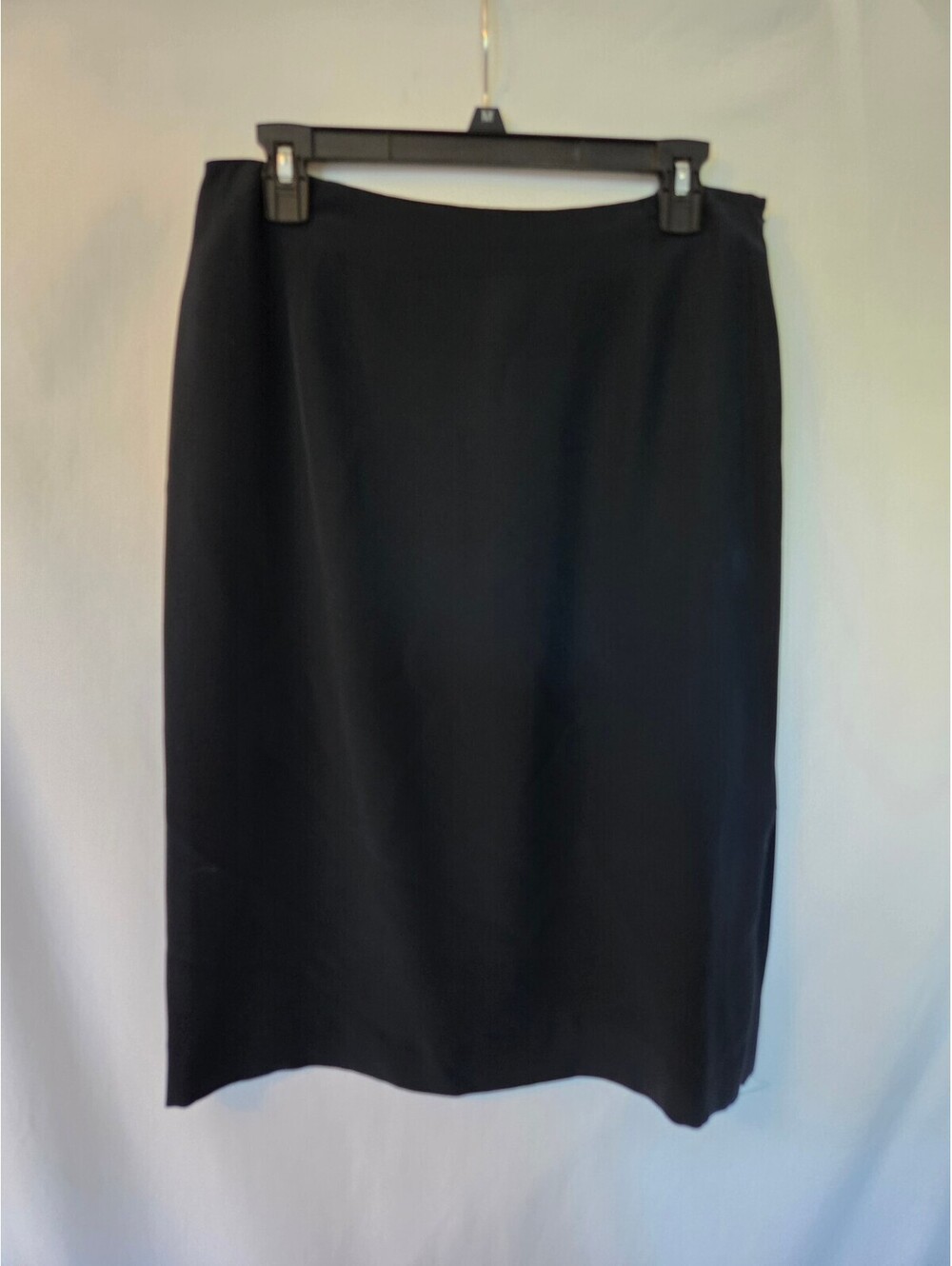 Vintage Jones New York Womens 12 Black 100% Silk Midi Pencil Skirt Minimalist